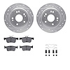 7312-59114 Drilled/Slotted Brake Rotor with 3000-Series Ceramic Brake Pads Kit & Hardware [Silver], Fits Select Acura/Honda, Pos - image 1