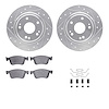 7312-59115 Drilled/Slotted Brake Rotor with 3000-Series Ceramic Brake Pads Kit & Hardware [Silver], Fits Select Acura/Honda, Pos - image 1