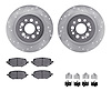 7312-59116 Drilled/Slotted Brake Rotor with 3000-Series Ceramic Brake Pads Kit & Hardware [Silver], Fits Select Acura/Honda, Pos - image 1
