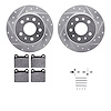 7312-63004 Drilled/Slotted Brake Rotor with 3000-Series Ceramic Brake Pads Kit & Hardware [Silver], 1967-1991 Mercedes-Benz, Pos - image 1