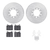 7312-63015 Drilled/Slotted Brake Rotor with 3000-Series Ceramic Brake Pads Kit & Hardware [Silver], 1968-1976 Mercedes-Benz, Pos - image 1
