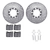 7312-63019 Drilled/Slotted Brake Rotor with 3000-Series Ceramic Brake Pads Kit & Hardware [Silver], 1976-1979 Mercedes-Benz, Pos - image 1