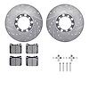 7312-63021 Drilled/Slotted Brake Rotor with 3000-Series Ceramic Brake Pads Kit & Hardware [Silver], 1979-1985 Mercedes-Benz, Pos - image 1