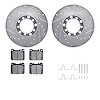 7312-63022 Drilled/Slotted Brake Rotor with 3000-Series Ceramic Brake Pads Kit & Hardware [Silver], 1979-1985 Mercedes-Benz, Pos - image 1