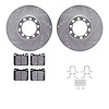 7312-63025 Drilled/Slotted Brake Rotor with 3000-Series Ceramic Brake Pads Kit & Hardware [Silver], 1979-1985 Mercedes-Benz, Pos - image 1