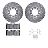 7312-63026 Drilled/Slotted Brake Rotor with 3000-Series Ceramic Brake Pads Kit & Hardware [Silver], 1979-1980 Mercedes-Benz, Pos - image 1