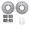 7312-63028 Drilled/Slotted Brake Rotor with 3000-Series Ceramic Brake Pads Kit & Hardware [Silver], 1980-1985 Mercedes-Benz, Pos - image 1