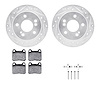 7312-63029 Drilled/Slotted Brake Rotor with 3000-Series Ceramic Brake Pads Kit & Hardware [Silver], 1984-1995 Mercedes-Benz, Pos - image 1
