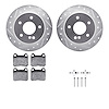 7312-63030 Drilled/Slotted Brake Rotor with 3000-Series Ceramic Brake Pads Kit & Hardware [Silver], 1994-1995 Mercedes-Benz, Pos - image 1