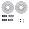 7312-63033 Drilled/Slotted Brake Rotor with 3000-Series Ceramic Brake Pads Kit & Hardware [Silver], 1984-1995 Mercedes-Benz, Pos - image 1