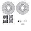 7312-63034 Drilled/Slotted Brake Rotor with 3000-Series Ceramic Brake Pads Kit & Hardware [Silver], 1986-1989 Mercedes-Benz, Pos - image 1