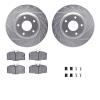 7312-63035 Drilled/Slotted Brake Rotor with 3000-Series Ceramic Brake Pads Kit & Hardware [Silver], 1984-1985 Mercedes-Benz, Pos - image 1