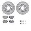 7312-63036 Drilled/Slotted Brake Rotor with 3000-Series Ceramic Brake Pads Kit & Hardware [Silver], 1984-1989 Mercedes-Benz, Pos - image 1