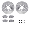 7312-63037 Drilled/Slotted Brake Rotor with 3000-Series Ceramic Brake Pads Kit & Hardware [Silver], 1987-1987 Mercedes-Benz, Pos - image 1