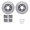 7312-63039 Drilled/Slotted Brake Rotor with 3000-Series Ceramic Brake Pads Kit & Hardware [Silver], 1987-2000 Mercedes-Benz, Pos - image 1