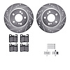 7312-63041 Drilled/Slotted Brake Rotor with 3000-Series Ceramic Brake Pads Kit & Hardware [Silver], 1992-1994 Mercedes-Benz, Pos - image 1