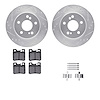 7312-63042 Drilled/Slotted Brake Rotor with 3000-Series Ceramic Brake Pads Kit & Hardware [Silver], 1992-1995 Mercedes-Benz, Pos - image 1