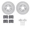 7312-63044 Drilled/Slotted Brake Rotor with 3000-Series Ceramic Brake Pads Kit & Hardware [Silver], 1990-1995 Mercedes-Benz, Pos - image 1