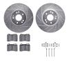 7312-63045 Drilled/Slotted Brake Rotor with 3000-Series Ceramic Brake Pads Kit & Hardware [Silver], 1994-2002 Mercedes-Benz, Pos - image 1