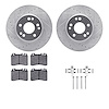 7312-63046 Drilled/Slotted Brake Rotor with 3000-Series Ceramic Brake Pads Kit & Hardware [Silver], 1990-1995 Mercedes-Benz, Pos - image 1