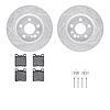 7312-63049 Drilled/Slotted Brake Rotor with 3000-Series Ceramic Brake Pads Kit & Hardware [Silver], 1992-1999 Mercedes-Benz, Pos - image 1
