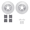 7312-63052 Drilled/Slotted Brake Rotor with 3000-Series Ceramic Brake Pads Kit & Hardware [Silver], 1991-1999 Mercedes-Benz, Pos - image 1