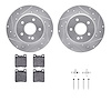 7312-63054 Drilled/Slotted Brake Rotor with 3000-Series Ceramic Brake Pads Kit & Hardware [Silver], 1994-2000 Mercedes-Benz, Pos - image 1