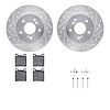 7312-63055 Drilled/Slotted Brake Rotor with 3000-Series Ceramic Brake Pads Kit & Hardware [Silver], 1996-1998 Mercedes-Benz, Pos - image 1