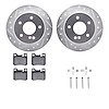 7312-63058 Drilled/Slotted Brake Rotor with 3000-Series Ceramic Brake Pads Kit & Hardware [Silver], 1994-1995 Mercedes-Benz, Pos - image 1
