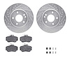 7312-63059 Drilled/Slotted Brake Rotor with 3000-Series Ceramic Brake Pads Kit & Hardware [Silver], 1994-1997 Mercedes-Benz, Pos - image 1