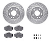 7312-63060 Drilled/Slotted Brake Rotor with 3000-Series Ceramic Brake Pads Kit & Hardware [Silver], 1997-1998 Mercedes-Benz, Pos - image 1