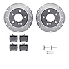7312-63065 Drilled/Slotted Brake Rotor with 3000-Series Ceramic Brake Pads Kit & Hardware [Silver], 1994-1998 Mercedes-Benz, Pos - image 1
