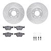 7312-63066 Drilled/Slotted Brake Rotor with 3000-Series Ceramic Brake Pads Kit & Hardware [Silver], 1996-2008 Multiple Makes/Mod - image 1