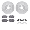 7312-63081 Drilled/Slotted Brake Rotor with 3000-Series Ceramic Brake Pads Kit & Hardware [Silver], 2001-2011 Mercedes-Benz, Pos - image 1