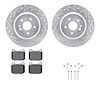7312-63083 Drilled/Slotted Brake Rotor with 3000-Series Ceramic Brake Pads Kit & Hardware [Silver], 2000-2005 Mercedes-Benz, Pos - image 1