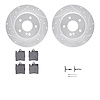 7312-63085 Drilled/Slotted Brake Rotor with 3000-Series Ceramic Brake Pads Kit & Hardware [Silver], 1996-2011 Mercedes-Benz, Pos - image 1