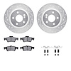 7312-63098 Drilled/Slotted Brake Rotor with 3000-Series Ceramic Brake Pads Kit & Hardware [Silver], 2003-2006 Mercedes-Benz, Pos - image 1
