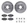 7312-63104 Drilled/Slotted Brake Rotor with 3000-Series Ceramic Brake Pads Kit & Hardware [Silver], 2003-2009 Mercedes-Benz, Pos - image 1