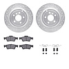 7312-63106 Drilled/Slotted Brake Rotor with 3000-Series Ceramic Brake Pads Kit & Hardware [Silver], 2006-2012 Mercedes-Benz, Pos - image 1