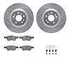 7312-63110 Drilled/Slotted Brake Rotor with 3000-Series Ceramic Brake Pads Kit & Hardware [Silver], 2006-2012 Mercedes-Benz, Pos - image 1