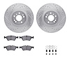 7312-63111 Drilled/Slotted Brake Rotor with 3000-Series Ceramic Brake Pads Kit & Hardware [Silver], 2006-2012 Mercedes-Benz, Pos - image 1