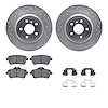 7312-63131 Drilled/Slotted Brake Rotor with 3000-Series Ceramic Brake Pads Kit & Hardware [Silver], 2012-2018 Mercedes-Benz, Pos - image 1