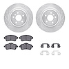 7312-63133 Drilled/Slotted Brake Rotor with 3000-Series Ceramic Brake Pads Kit & Hardware [Silver], 2012-2019 Mercedes-Benz, Pos - image 1