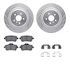 7312-63134 Drilled/Slotted Brake Rotor with 3000-Series Ceramic Brake Pads Kit & Hardware [Silver], 2013-2019 Mercedes-Benz, Pos - image 1