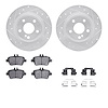7312-63140 Drilled/Slotted Brake Rotor with 3000-Series Ceramic Brake Pads Kit & Hardware [Silver], 2014-2019 Mercedes-Benz, Pos - image 1