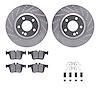7312-63141 Drilled/Slotted Brake Rotor with 3000-Series Ceramic Brake Pads Kit & Hardware [Silver], Fits Select Mercedes-Benz, P - image 1