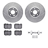 7312-63143 Drilled/Slotted Brake Rotor with 3000-Series Ceramic Brake Pads Kit & Hardware [Silver], Fits Select Mercedes-Benz, P - image 1