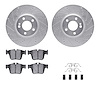 7312-63145 Drilled/Slotted Brake Rotor with 3000-Series Ceramic Brake Pads Kit & Hardware [Silver], Fits Select Mercedes-Benz, P - image 1