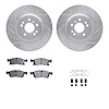 7312-63147 Drilled/Slotted Brake Rotor with 3000-Series Ceramic Brake Pads Kit & Hardware [Silver], 2012-2018 Mercedes-Benz, Pos - image 1