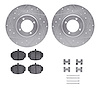 7312-64001 Drilled/Slotted Brake Rotor with 3000-Series Ceramic Brake Pads Kit & Hardware [Silver], 1962-1980 MG, Position: Fron